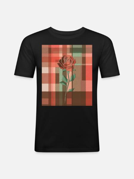 Avant Garde Aesthetic Red Rose - Men's Slim Fit T-Shirt - black