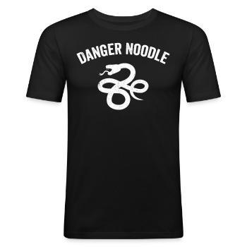 Nouilles de danger serpent - T-shirt près du corps Homme - noir - Devant - Nik (191cm)