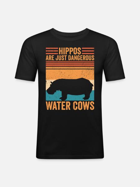 Lustiges Nilpferd Nilpferd - Männer Slim Fit T-Shirt - Schwarz