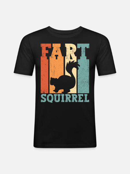 Funny Skunk Fart Squirrel Retro - Men's Slim Fit T-Shirt - black