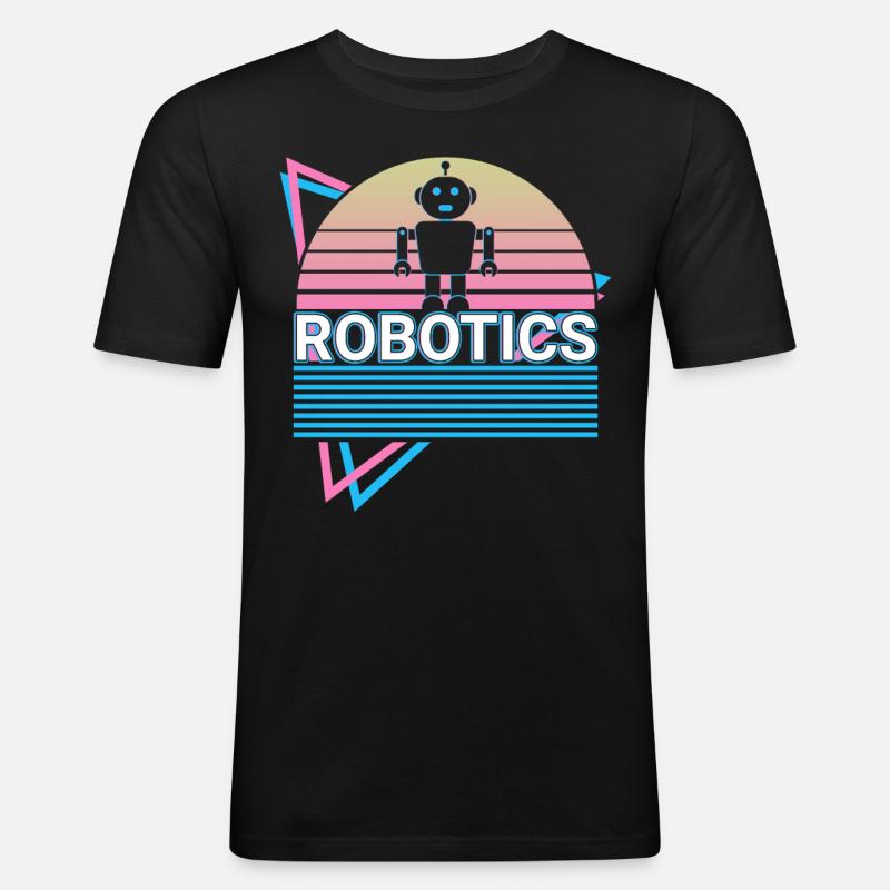 Robotik Roboter Retro - Männer Slim Fit T-Shirt - Schwarz