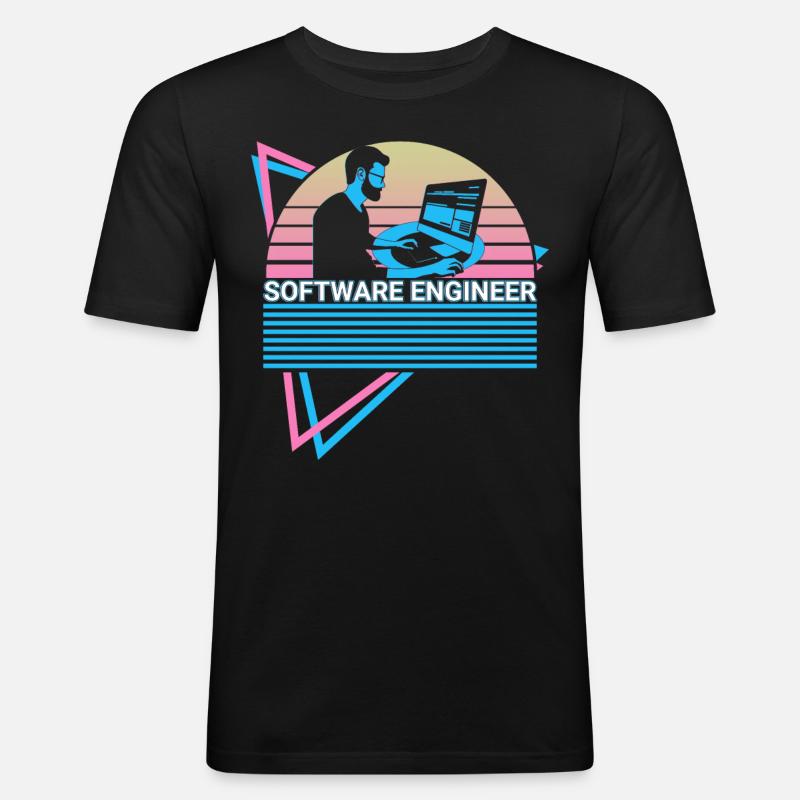 Software Engineer Software Engineering Retro - Men's Slim Fit T-Shirt - black