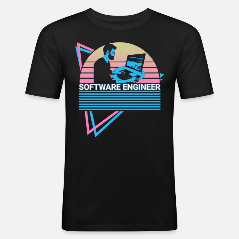 Software-Ingenieur Software Engineering Retro - Männer Slim Fit T-Shirt - Schwarz