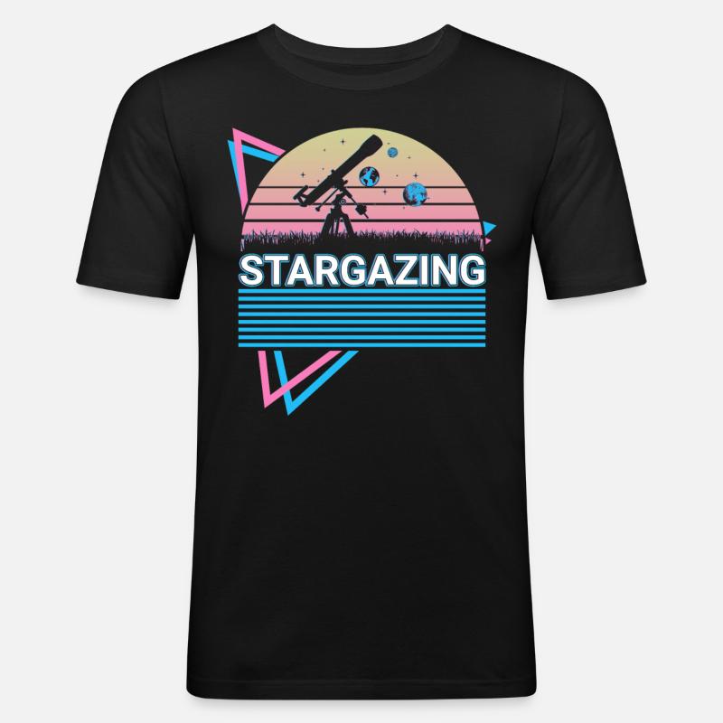 Sterngucker Stargazer Retro - Männer Slim Fit T-Shirt - Schwarz