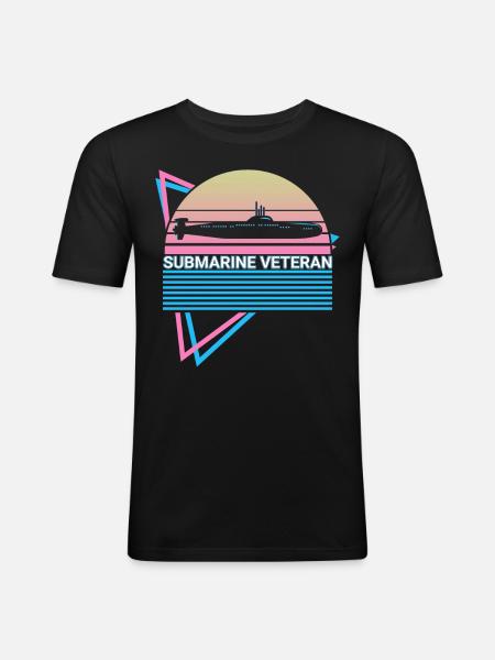U-Boot-Veteran Retro - Männer Slim Fit T-Shirt - Schwarz