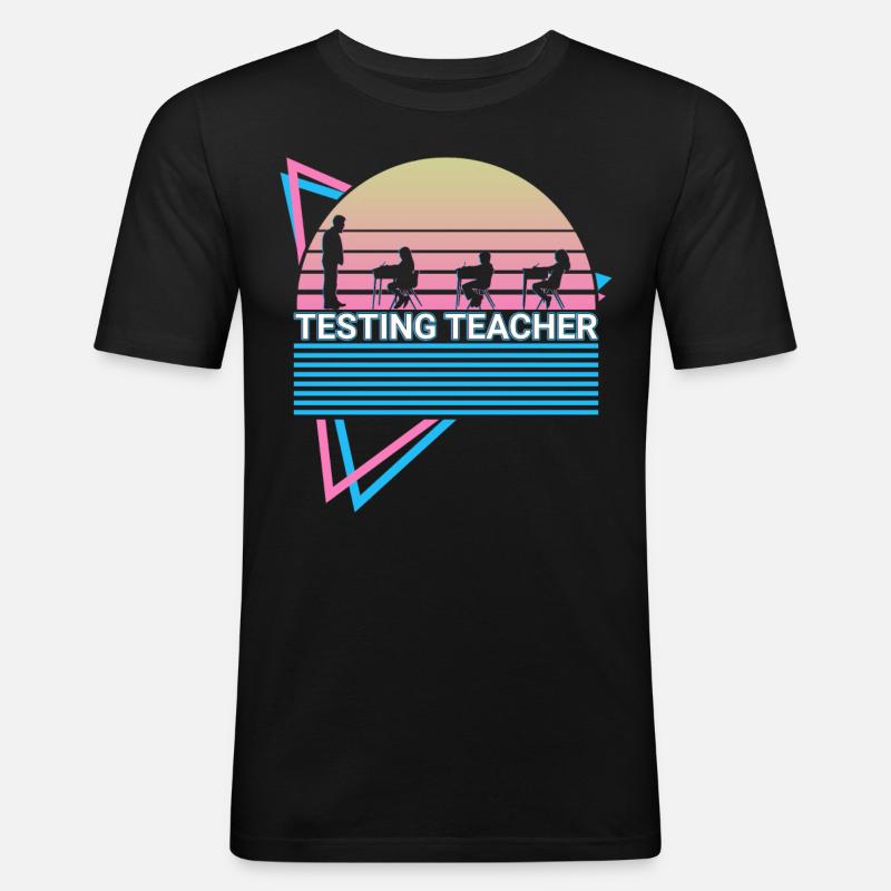 Prüfung Lehrer Retro - Männer Slim Fit T-Shirt - Schwarz