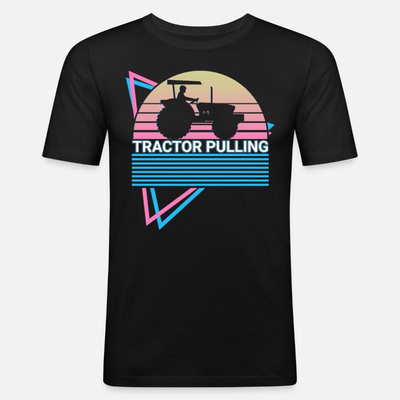 Tractor Pulling Retro - Männer Slim Fit T-Shirt - Schwarz