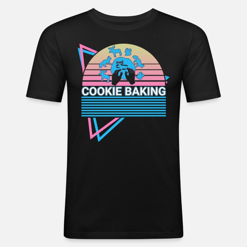 Plätzchen backen Bäcker Retro - Männer Slim Fit T-Shirt - Schwarz