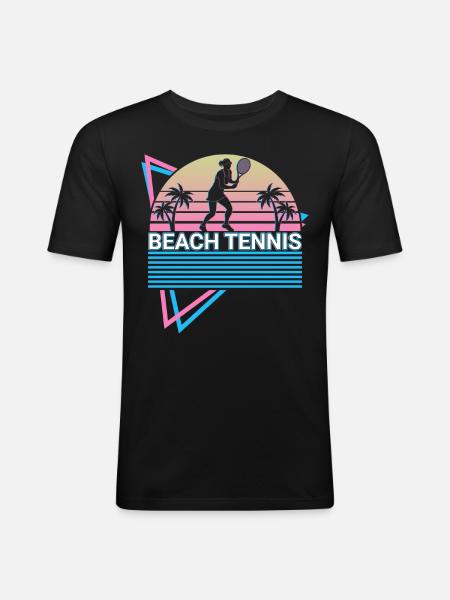 Beach Tennis Player Retro - Men's Slim Fit T-Shirt - black