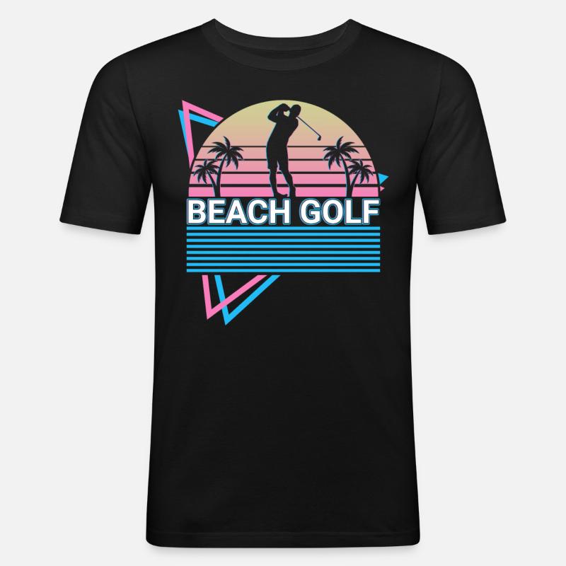 Golfeurs de plage rétro - T-shirt près du corps Homme - noir