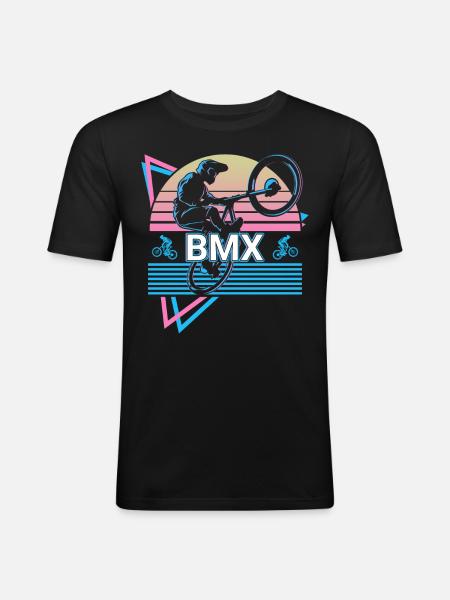 Bmx Biker Biking Retro - Men's Slim Fit T-Shirt - black