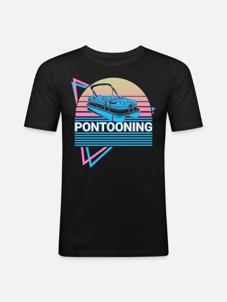Ponton-Boot Retro - Männer Slim Fit T-Shirt - Schwarz