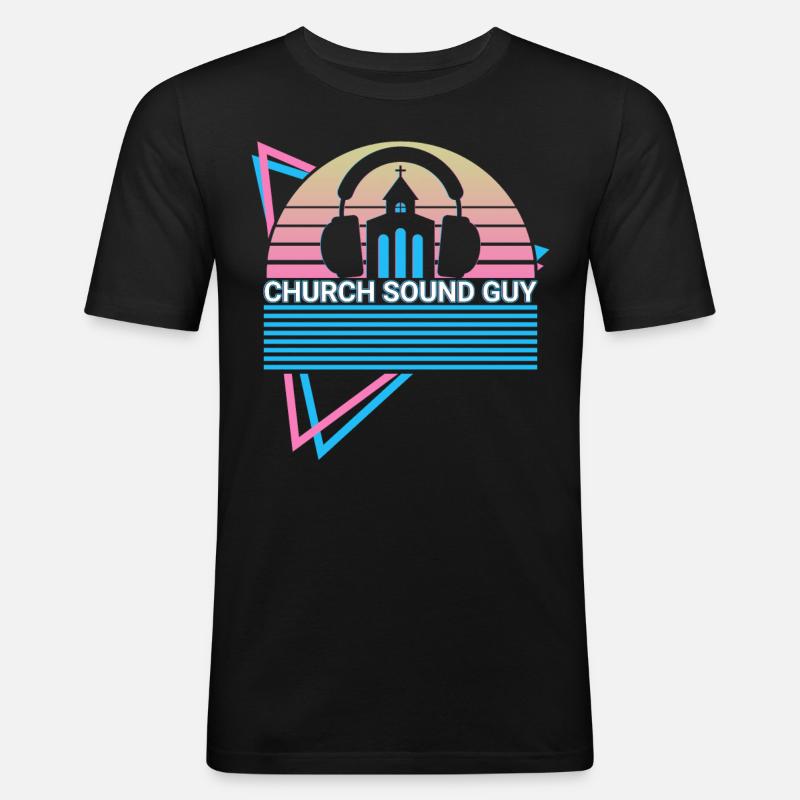 Kirche Sound Guy Retro - Männer Slim Fit T-Shirt - Schwarz
