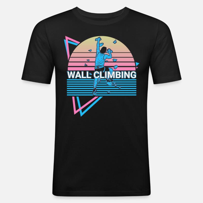 Wandklettern Wandkletterer Retro - Männer Slim Fit T-Shirt - Schwarz