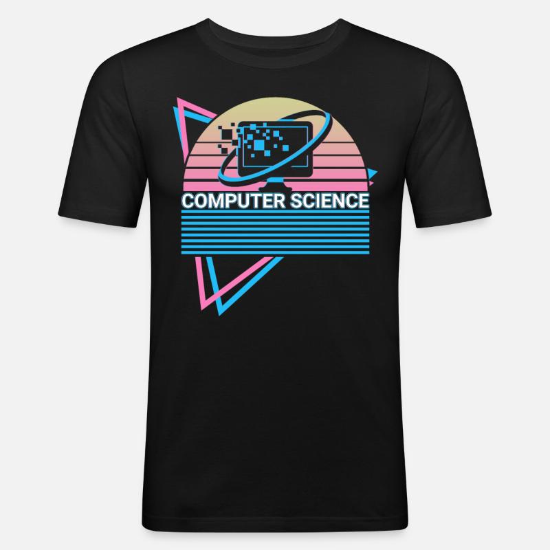 Informatik Retro - Männer Slim Fit T-Shirt - Schwarz