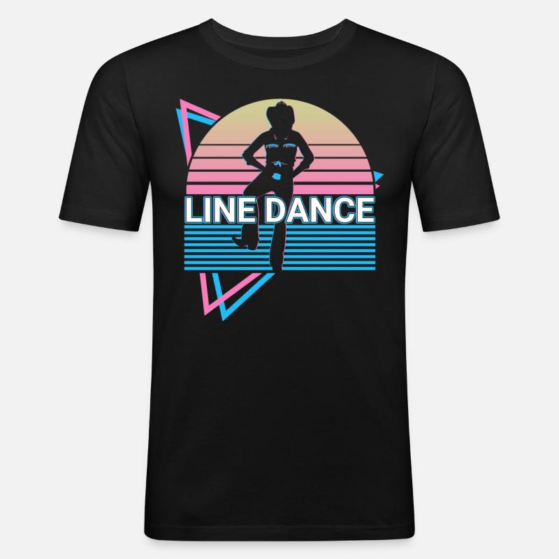 Line Dance Retro - Männer Slim Fit T-Shirt - Schwarz
