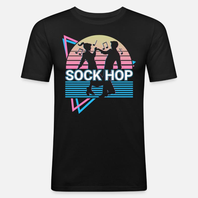 Sock Hop Retro - Männer Slim Fit T-Shirt - Schwarz