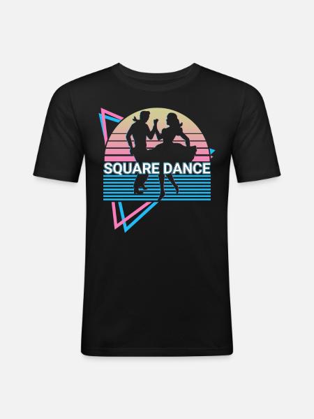 Square Dance Square Dancing Retro - Men's Slim Fit T-Shirt - black