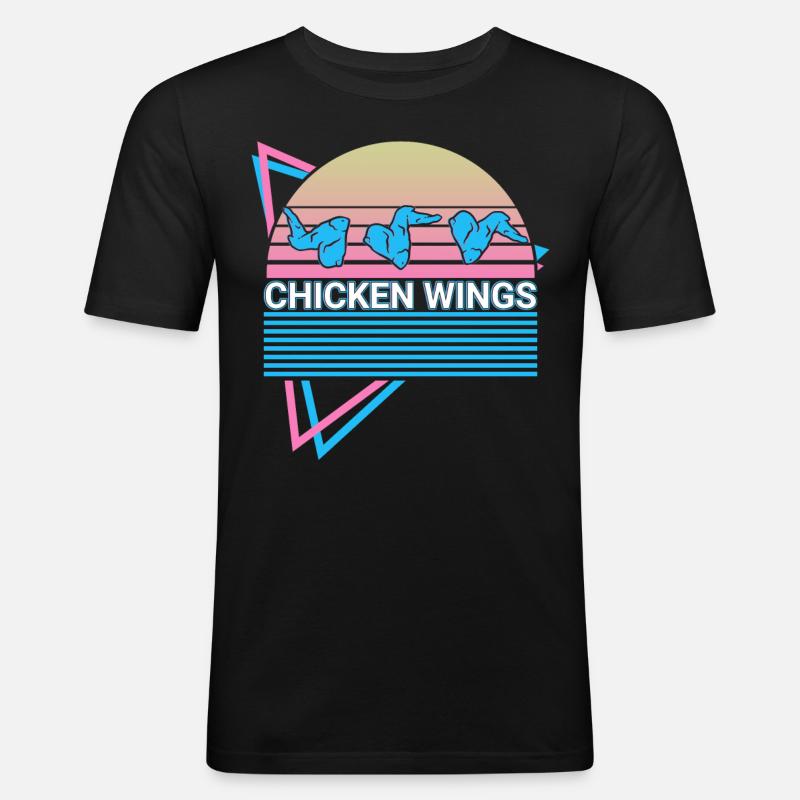 Chicken Wings Retro - Männer Slim Fit T-Shirt - Schwarz