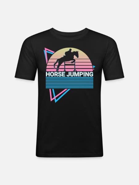 Saut d’obstacles rétro - T-shirt près du corps Homme - noir