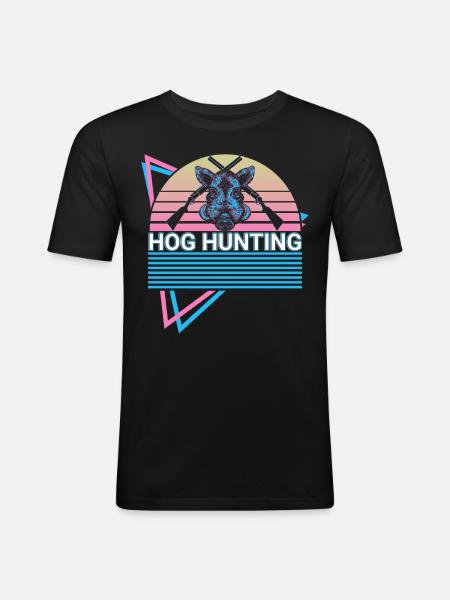 Pig Hunt Hog Hunter Retro - Men's Slim Fit T-Shirt - black