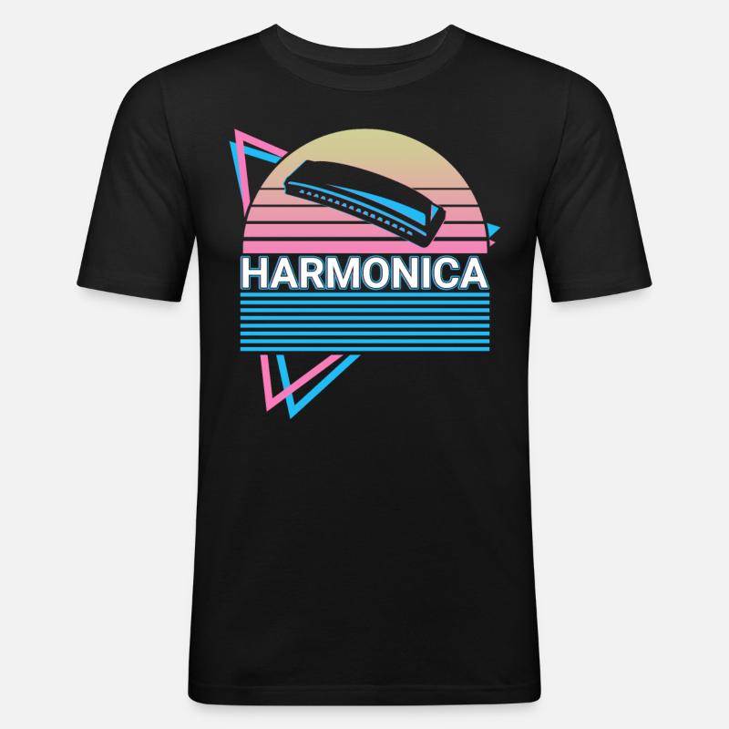Harmonica Player Harmonica Player Retro - Men's Slim Fit T-Shirt - black