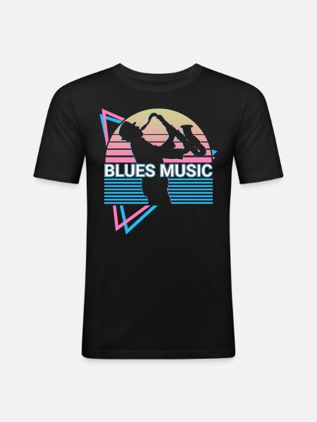 Blues Music Retro - Men's Slim Fit T-Shirt - black