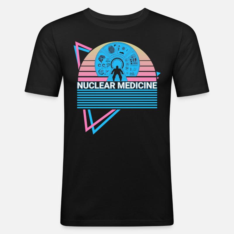 Nuklearmedizin Retro - Männer Slim Fit T-Shirt - Schwarz