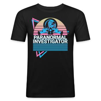 Paranormal Investigator Retro - T-shirt près du corps Homme - noir - Devant - Nik (191cm)