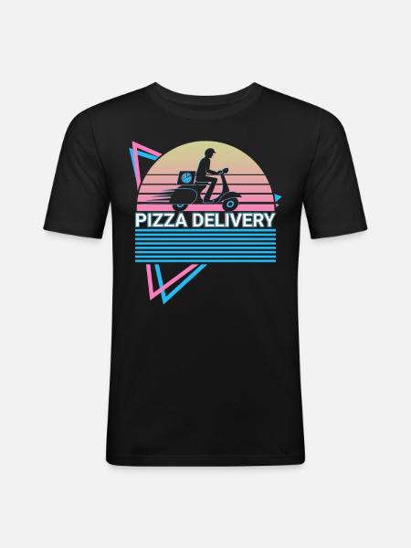 Pizza delivery retro - Men's Slim Fit T-Shirt - black