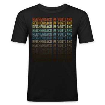 Reichenbach im Vogtland Stadt Retro Vintage - Männer Slim Fit T-Shirt - Schwarz - Vorne - Nik (191cm)