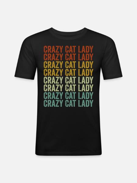 Crazy Cat Lady Purple Cats - Men's Slim Fit T-Shirt - black