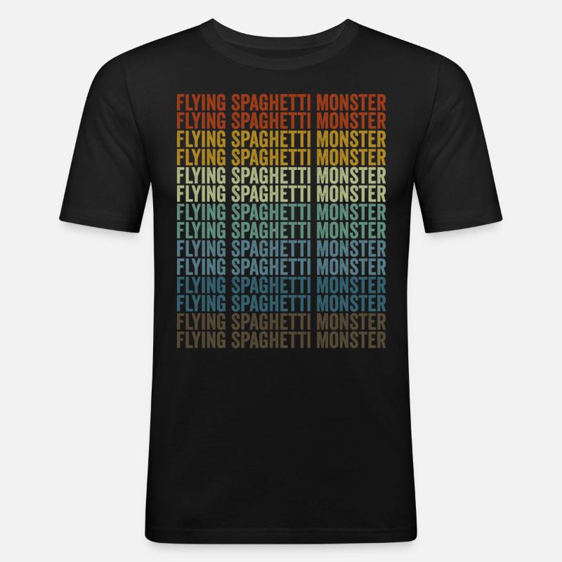 Fliegendes Spaghettimonster Fliegendes Spaghettimo - Männer Slim Fit T-Shirt - Schwarz