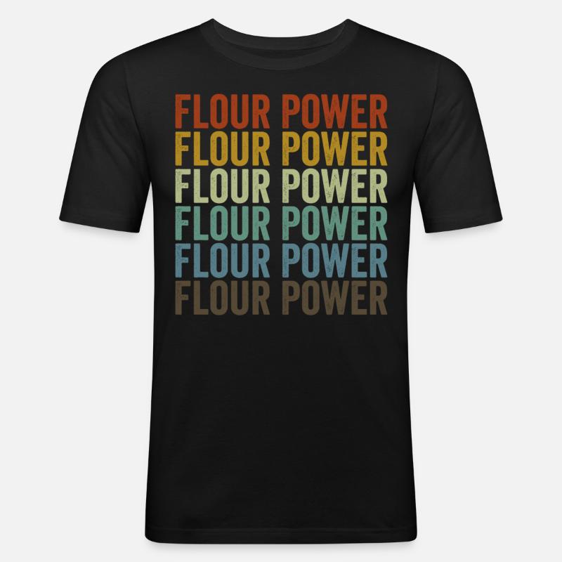 Mehl Power Backen Chef Bäcker - Männer Slim Fit T-Shirt - Schwarz