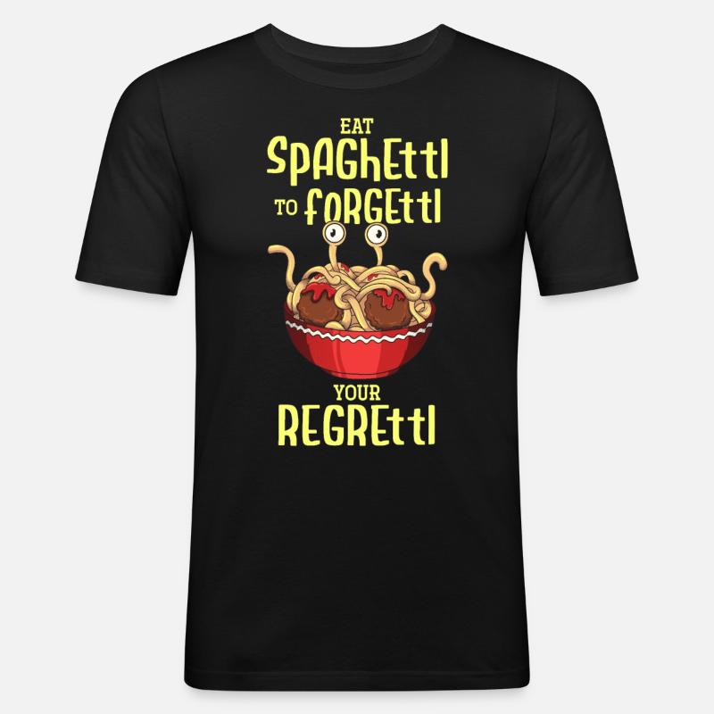 Das fliegende Spaghettimonster - Männer Slim Fit T-Shirt - Schwarz