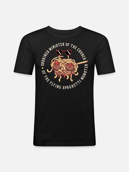 Dabbing Flying Spaghetti Monsters Pastafarian - Men's Slim Fit T-Shirt - black