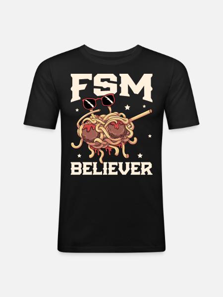 Dabbing Flying Spaghetti Monsters Pastafarian - Men's Slim Fit T-Shirt - black