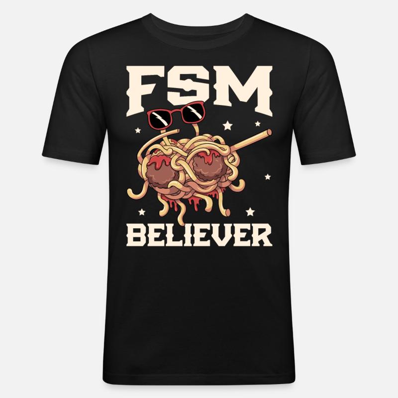 Dabbing Flying Spaghetti Monsters Pastafarian - Camiseta ajustada hombre - negro