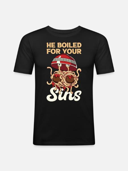 Flying Spaghetti Monster FSM - Men's Slim Fit T-Shirt - black