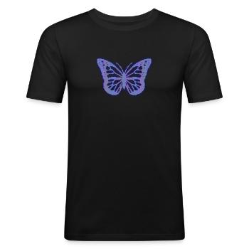 Cassette Futurisme Papillon Rétro Futurisme - T-shirt près du corps Homme - noir - Devant - Nik (191cm)