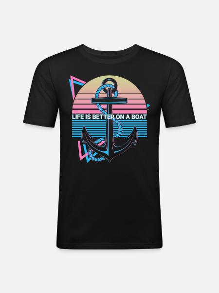 Fun boat ride retro - Men's Slim Fit T-Shirt - black