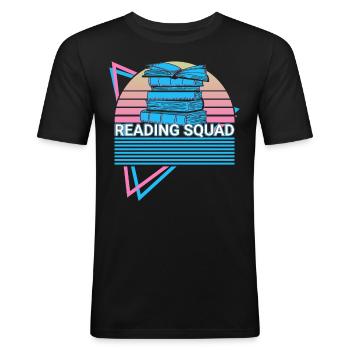 Buchleser Bücherwurm - Männer Slim Fit T-Shirt - Schwarz - Vorne - Nik (191cm)