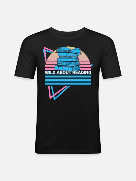 Funny Book Reader Bookworm - Men's Slim Fit T-Shirt - black