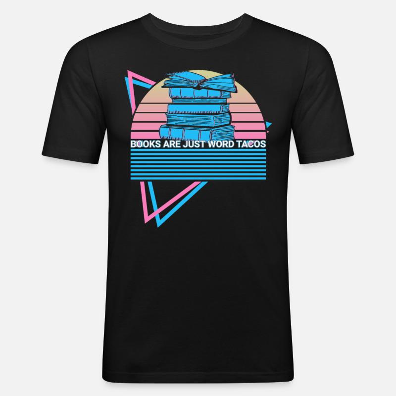 Funny Book Reader Bookworm - Men's Slim Fit T-Shirt - black