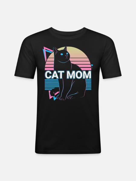 Cat Mama Retro - Men's Slim Fit T-Shirt - black