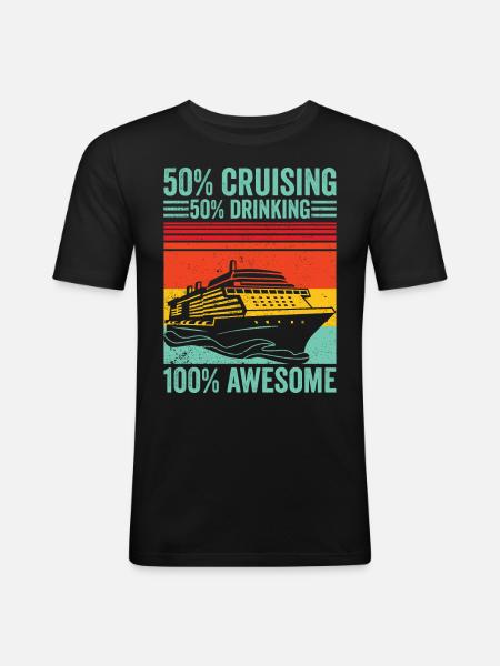 Funny Cruise Retro - Men's Slim Fit T-Shirt - black