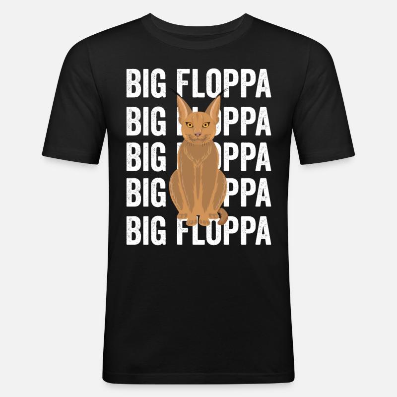 Big Floppa Caracal Cat Meme - Men's Slim Fit T-Shirt - black