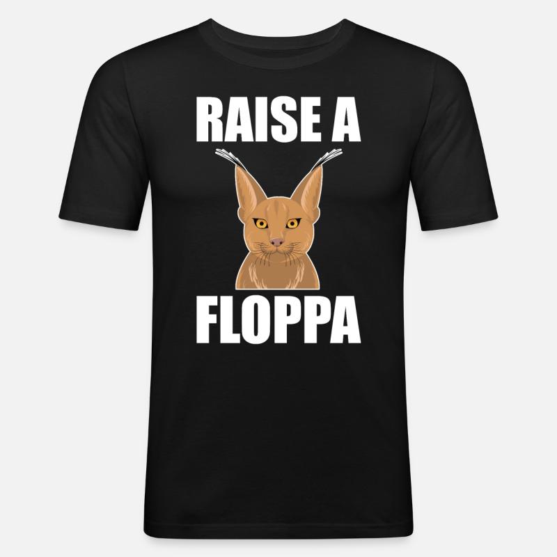 Grande meme del gatto di Floppa Caracal - Maglietta aderente da uomo - nero