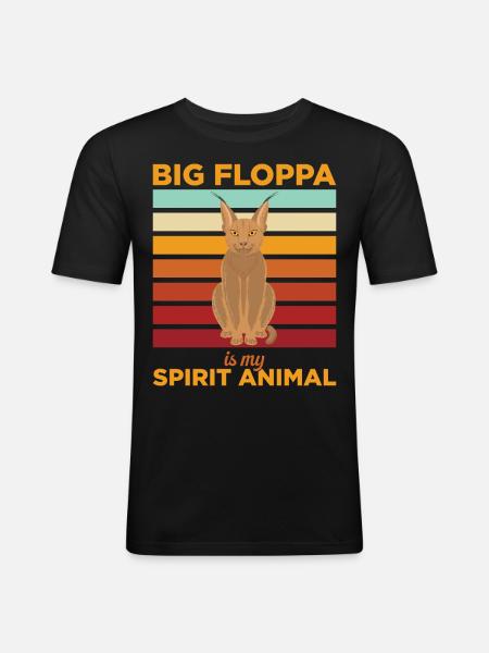 Big Floppa Caracal Cat Meme - Men's Slim Fit T-Shirt - black