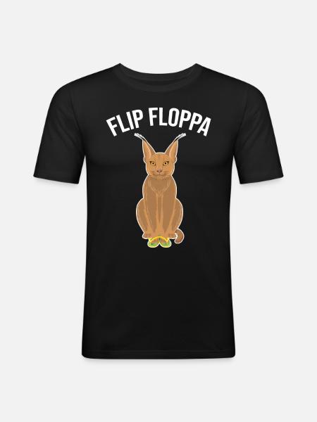 Big Floppa Caracal Cat Meme - Men's Slim Fit T-Shirt - black